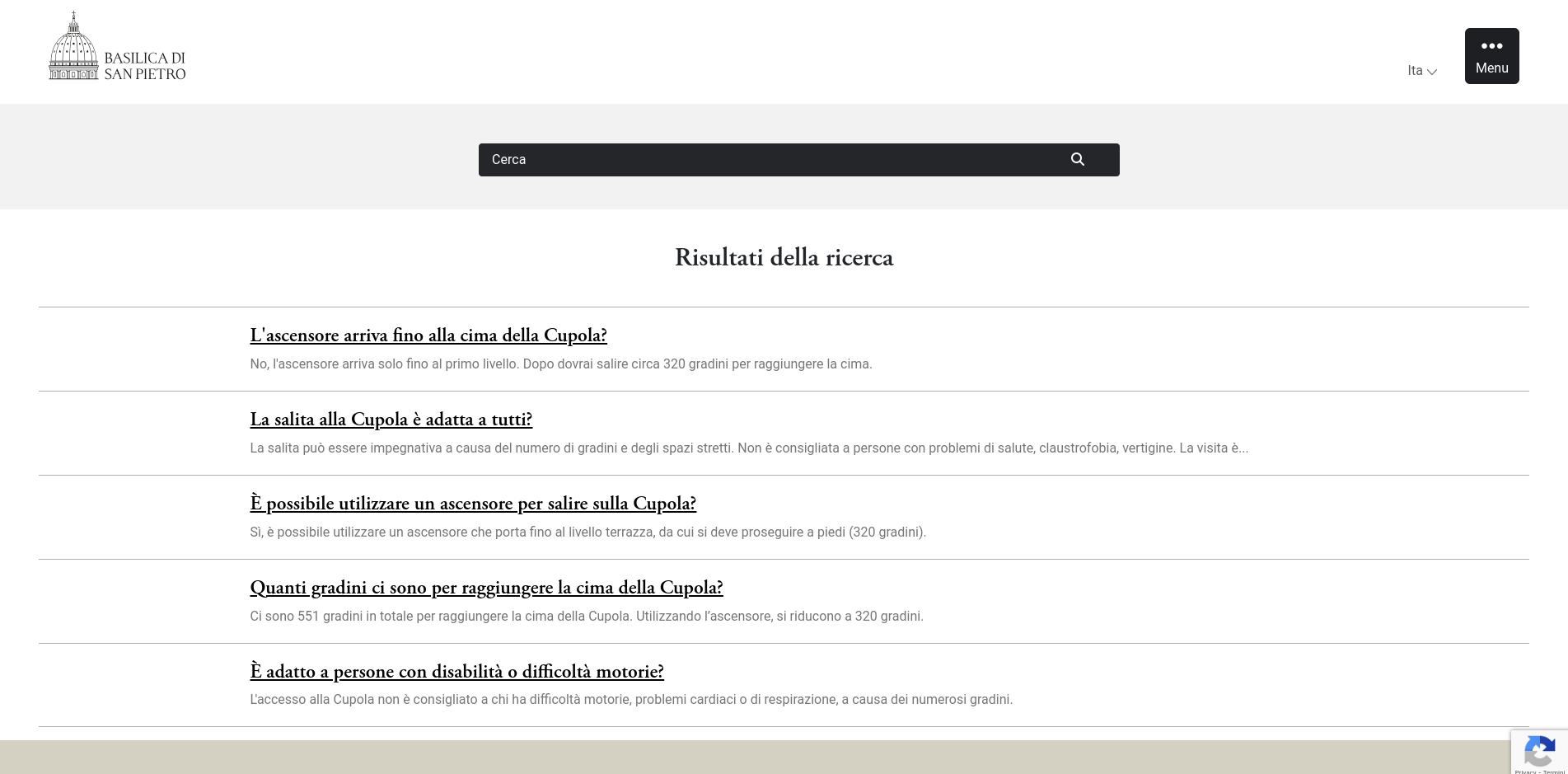 Ricerca del sito