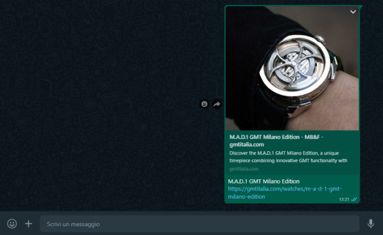 Un orologio GMT edition condiviso su whatsapp
