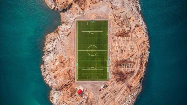 Campo di calcio visto dall'alto